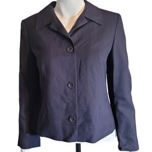 TALBOTS Black Wool Blazer Jacket 10P USA Made Classic Career Minimalist Quietlux